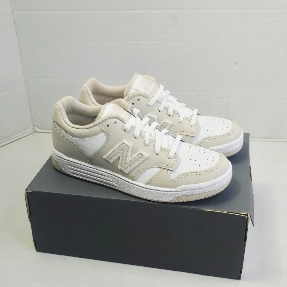 New Balance Kids 480 Sneakers Size 3 White Beige PSB480LB Low Top Athletic Shoes